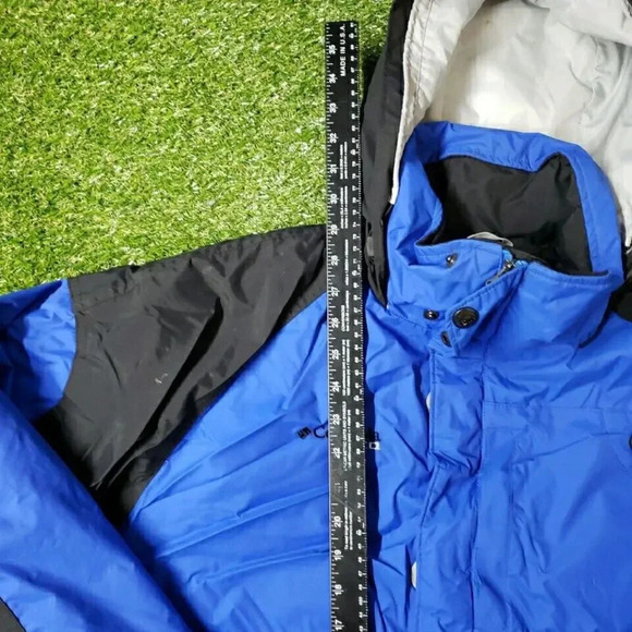 Large Columbia XCO Full Zip Black Blue Storm Dry Hooded Jacket - Picture 8 of 9